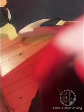 Amateur Boy Pissing in a Glass Held in His Friend's Mouth