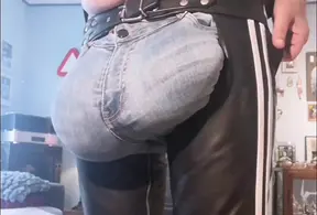 Jeans Bulge with Leather Chaps