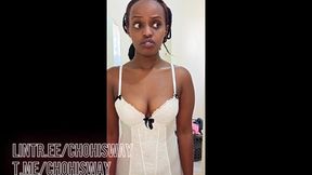 20yo Ebony Girl with a Big Round Ass Sucks Cock &amp; Gets Boned by a Black Guy with a Long Dick and She Likes It Very Much, Leaves