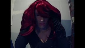 Tight Playmate Pt3! Putting On My New Red Wig! On My Female Mask Playmate ;3