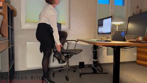 Boss Ties His Secretary up, Rips Her Nylon Pantyhose and Fucks Her Bend Over on the Office Desk