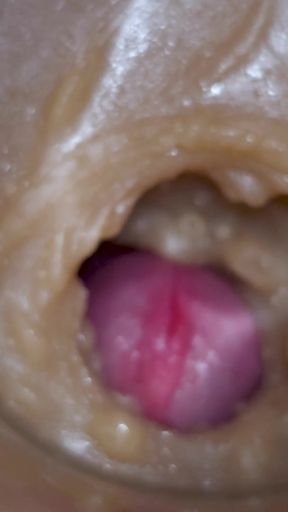 Extreme close up!  Injecting a large dose of sperm pussy toy Camera  4k   Clip 2
