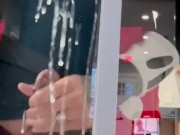 Cumshot on window