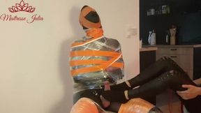 Verified Amateurs In Mistress Julia - Femdom Give A Footjob With Socks And Leggings