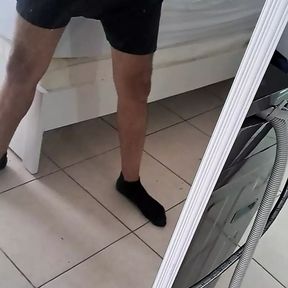 Teasing my big latin dick to the neighbors