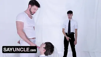 Elder Dakota Lovell worships big dicks in bareback missionary threesome