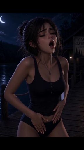 3d anime woman, summer vacation at the lake house halloween   Clip 2