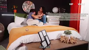 Curvy Latina strips and teases him to stroke cock alone