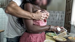 ”Black sexy STEPMOM wife railed in the kitchen making a big mess!”