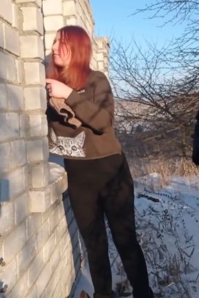 Outdoor sex in winter - Guy fuck me hard