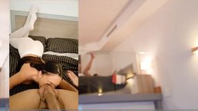 offering money to the sexy hot cleaning lady for fuck her small pink pussy in pov