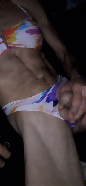 Cdmichelle Wearing Colorfully Spotted Swimsuits