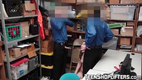 Handsome young crook double teamed by two big dick cops