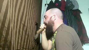 Hairy latino brings his dick to my glory hole