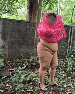 Outdoor Nude girl filming herself, Bigass and boobs nudist women naked in the woods