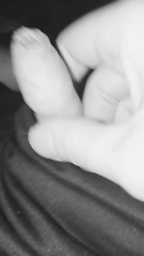 Uncut cock jerking