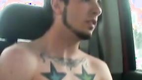 ”Solo car jerking off amateur inked twink in the back”