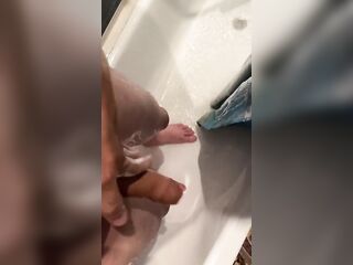 A Hawt Tgirl Washes his Toy