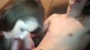 Canadian young babe sucks dick of her boyfriend in front of webcam