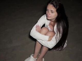 A breasty angel suffers from betrayal on the beach at night and finds solace in a quickie with a stranger