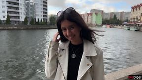 Brunette beauty gets her tight ass reamed on first date