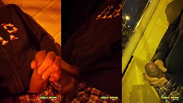 Jerking Off Outside Close Up Cum Almost Got Caught - Camilo Brown