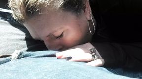 Hot Milf Teacher gives a sloppy deepthroat in the car