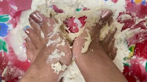 Making bread with dirty feet for you to eat