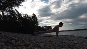 Slender Nudist Boy Does Yoga Nude on a Naturist Beach. Naked Yoga Video by Jon Arteen Gay Porn Model Skinny Naturist Twink Prac