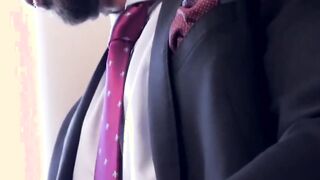 Hot stud in tasteful coat hammering colleagues tight ass