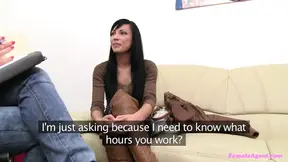Lesbian agent seduces brunette during casting