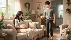 Stepson creeps on preggy stepmom, leading to a huge behind creampie