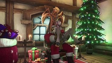 Sexy Demon Girl sit's on Orc Santa's Lap - Warcraft Parody