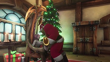 Sexy Demon Girl sit's on Orc Santa's Lap - Warcraft Parody