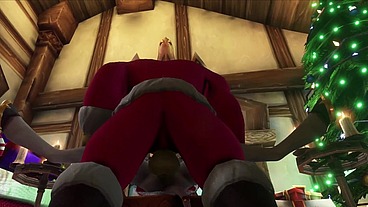 Sexy Demon Girl sit's on Orc Santa's Lap - Warcraft Parody