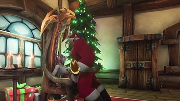 Sexy Demon Girl sit's on Orc Santa's Lap - Warcraft Parody