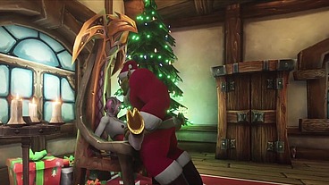 Sexy Demon Girl sit's on Orc Santa's Lap - Warcraft Parody