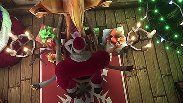 Sexy Demon Girl sit's on Orc Santa's Lap - Warcraft Parody