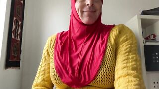 Fatima-cumming in red hijab