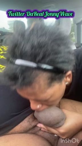 FAT MOUTH MZ K PUBLIC head outdoor Miss K sucking a FAT BBC