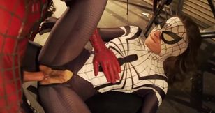 Spider-Man having sex in missionary with Spidergirl