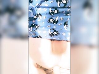 Cute teen femboy screws toy