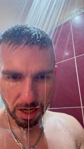 Chastity cage check under the shower