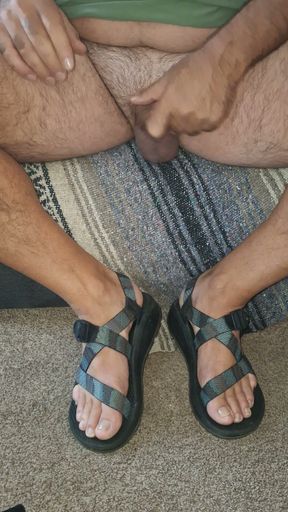 Jerking off while wearing my Chaco sandals