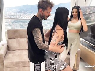 two hot Venezuelan girls screw their personal coach