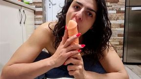 Great suck of my big dildo