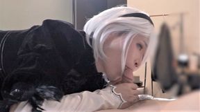 Nier Automata 2B cosplay, Hentai cosplayer&#039;s blowjob and get fucked part.3