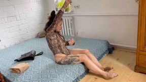 her feet are very dirty aV