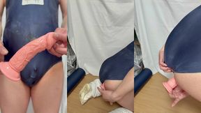 クラスの男子に小便やザーメンをぶっかけられた匂う肉便器スクール水着を着て極太アナルディルド調教