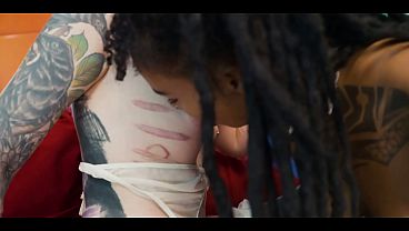 Hot Interracial Threesome with Beautiful Dark Skin Beauty